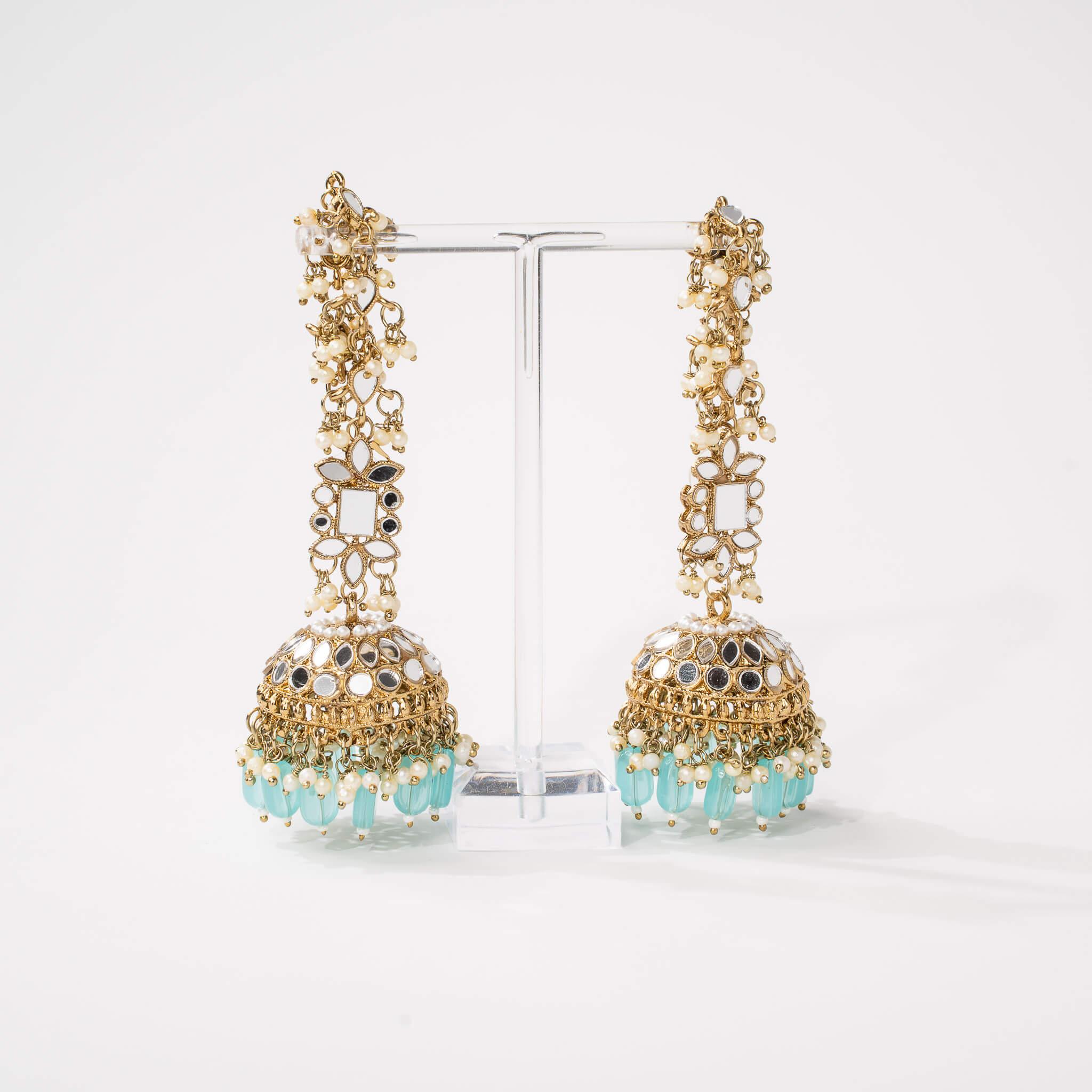 Ameerah Mirror Jhumkie Earrings - MAHARANI