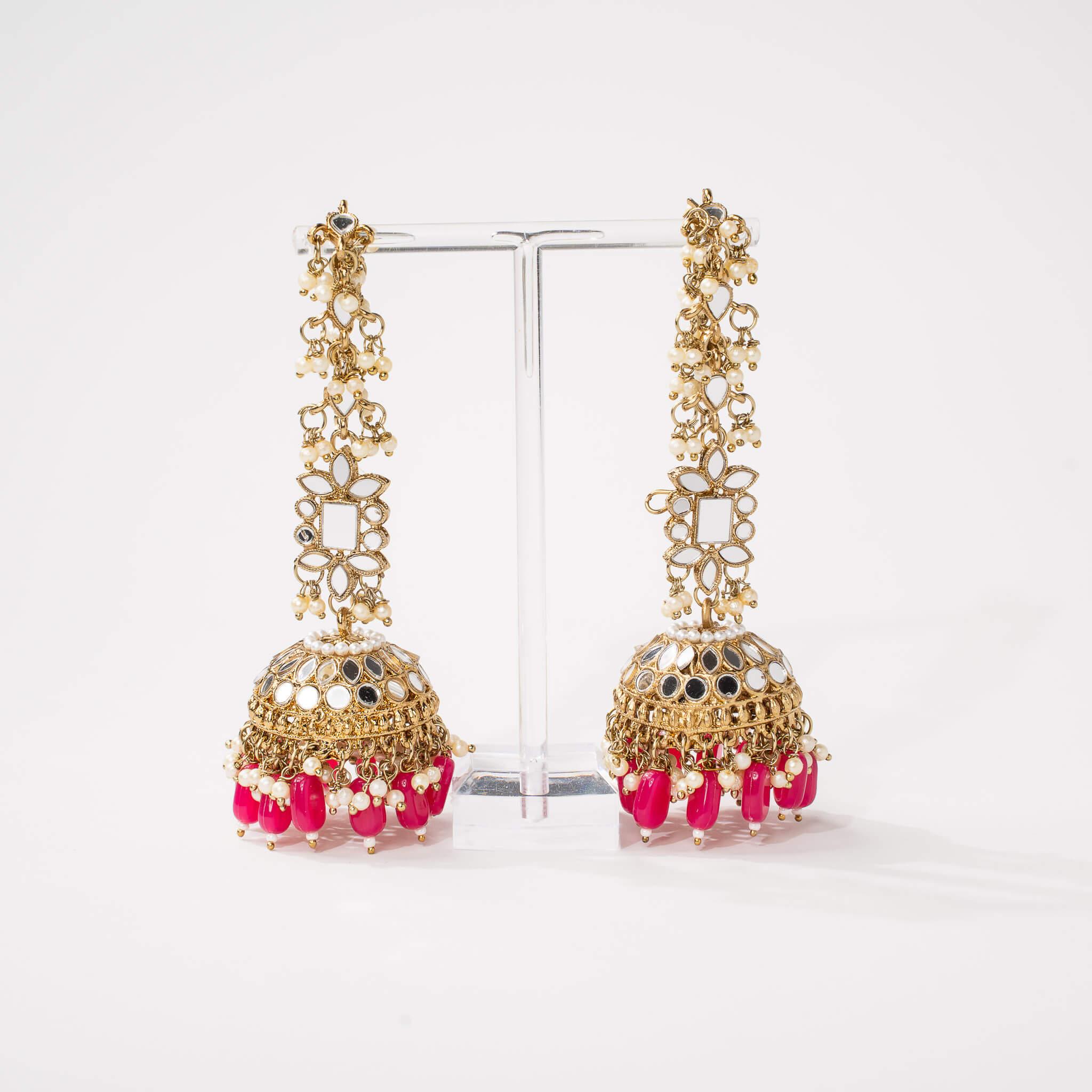 Ameerah Mirror Jhumkie Earrings - MAHARANI