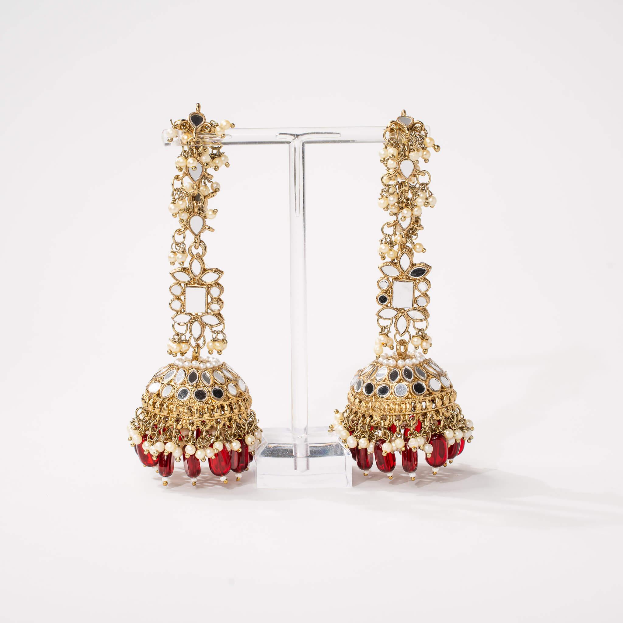 Ameerah Mirror Jhumkie Earrings - MAHARANI