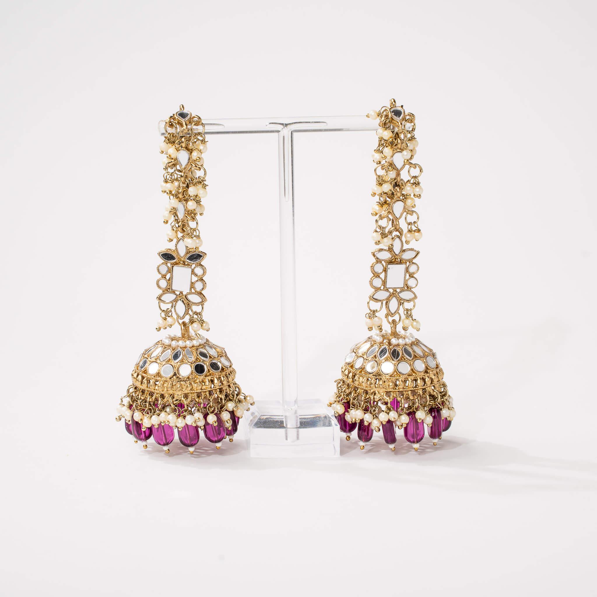 Ameerah Mirror Jhumkie Earrings - MAHARANI