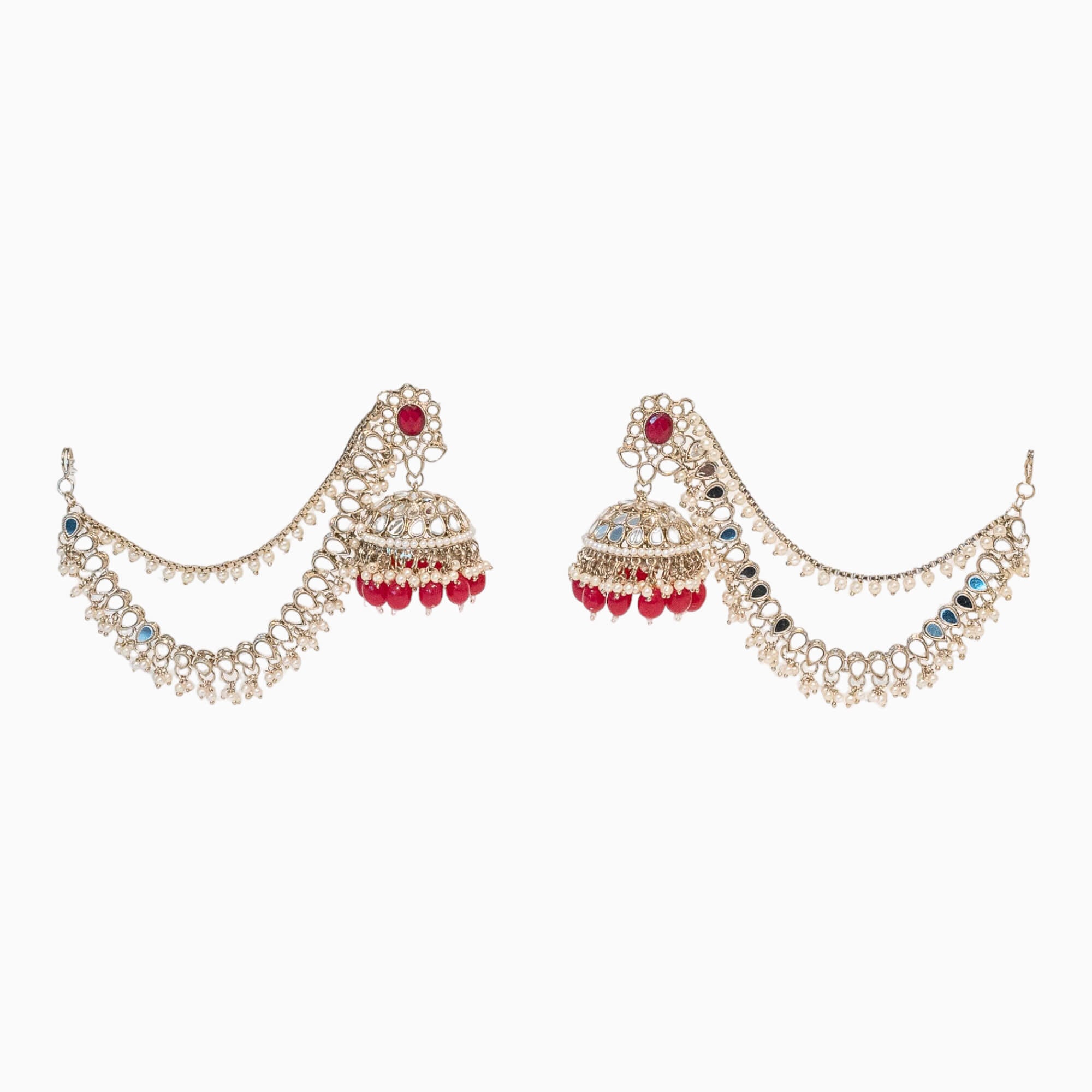 Mirror Jhumkie Earrings with Chain