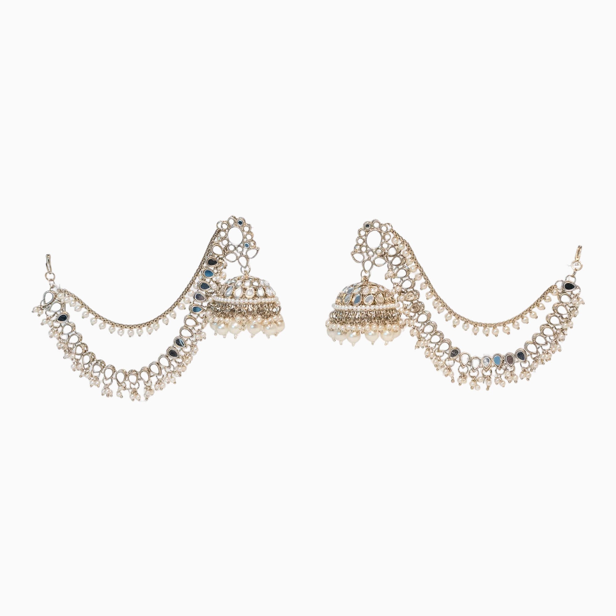 Mirror Jhumkie Earrings with Chain